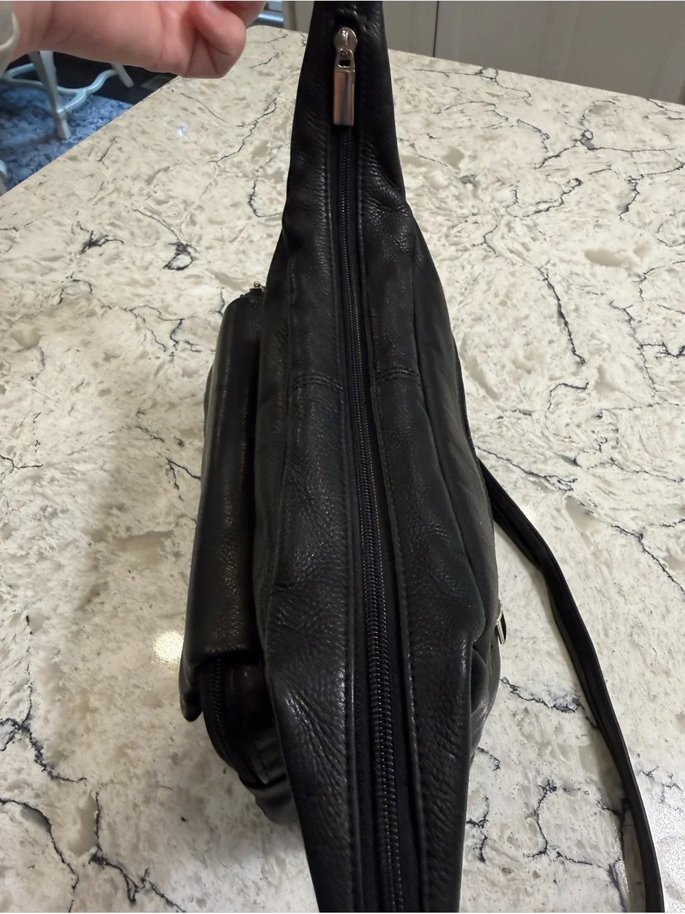 Wilsons Leather Vintage Black Pebbled Leather Hobo Classic Shoulder Bag